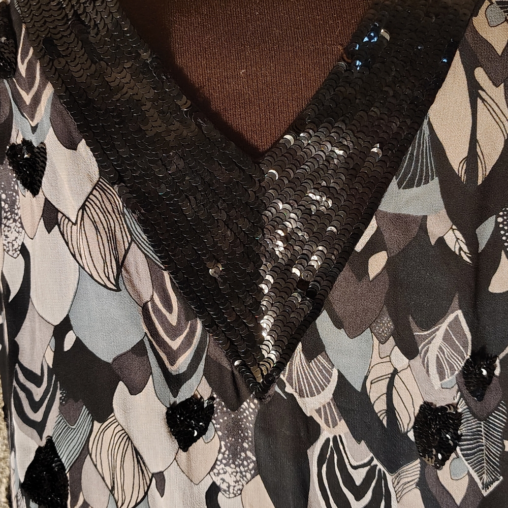 FLAPPER'ESQU French Connection Multicolor Sequined Drop Waist Dress Nwot - Picture 2 of 10